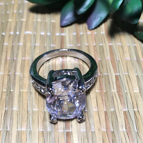 Cubic Zirconia Statement Ring - Silver Plated - Picture 5 of 7